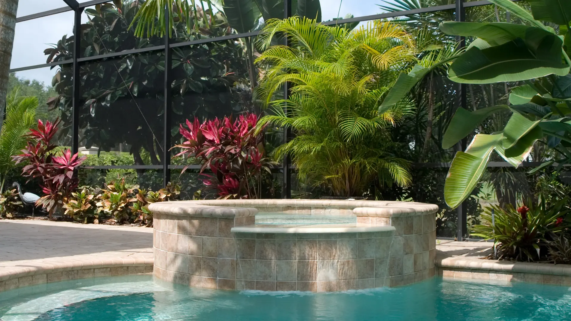 Clean, balanced pool and spa maintained by Solid Rock
