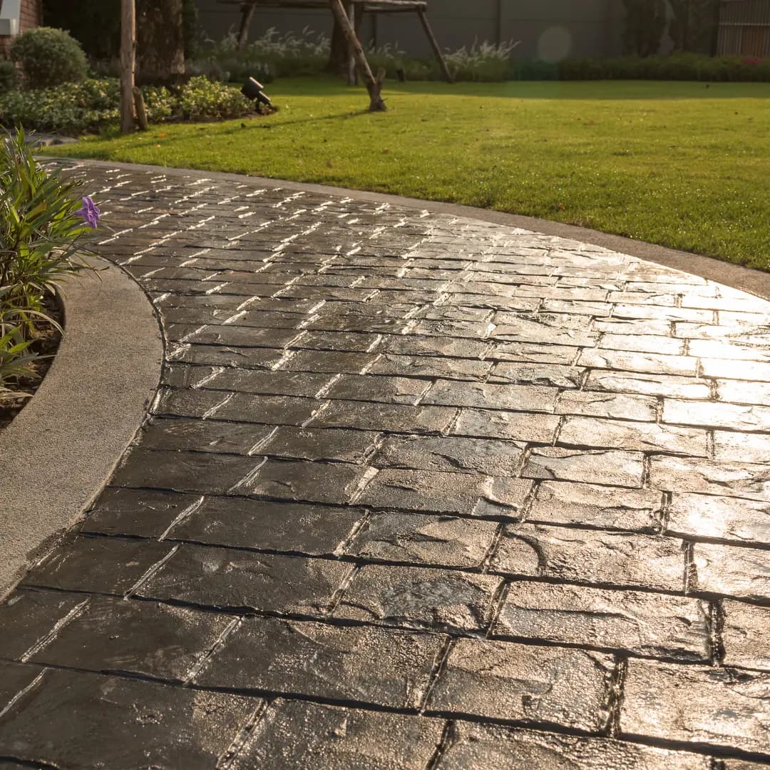 Finished concrete patio built by Solid Rock