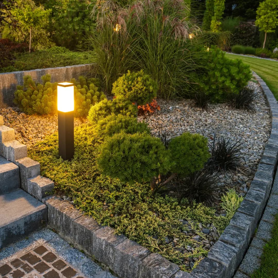 Low-voltage landscape lighting installed by Solid Rock