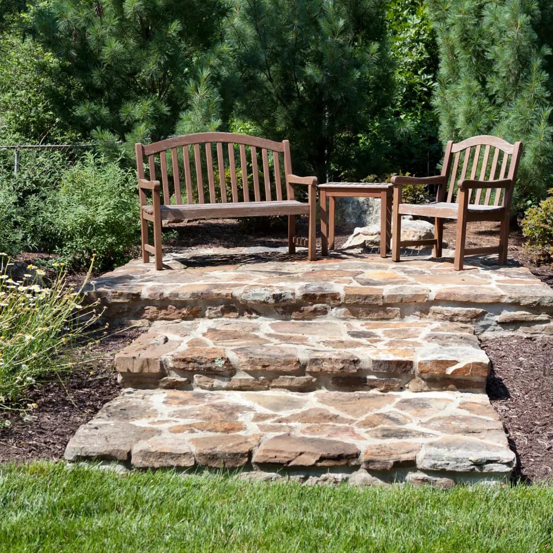 Natural stone steps built by Solid Rock